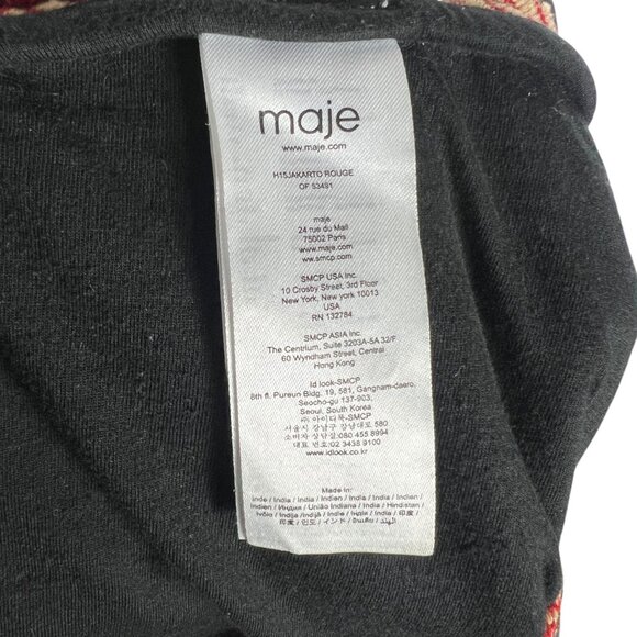 Maje Jakarto Rouge Mini Pencil Skirt in Red Jacquard Tweed Size FR 36 US S or 4 - Picture 4 of 9